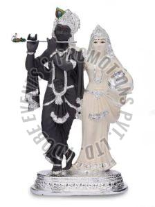 Silver Plated Resin Radha Krishna Statue