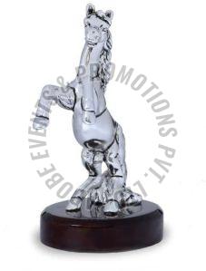 Silver Plated Resin Standing Horse Statue