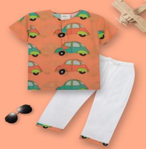 Boys Car Print Night Suits