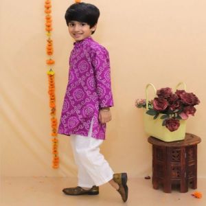Boys Charming Bandhej Kurta Pajama