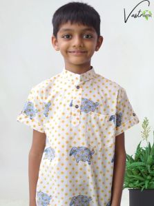 Boys Organic Cotton Sheep Block Printed Shirts