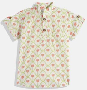 Boys Organic Cotton White Ethnic Shirts