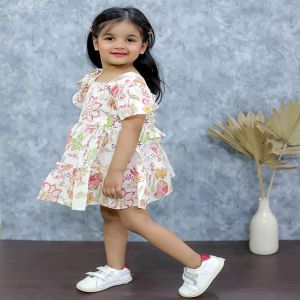 Girls Cotton Red Bow Frocks