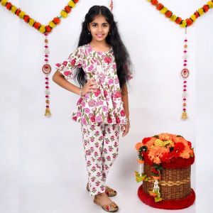 Girls Red Flower Co Ord Set