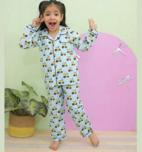 Girls Tractor Print Night Suits