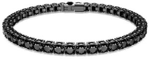 Round Cut Black Lab Grown Diamond Matrix Tennis Bracelets