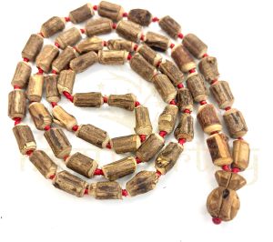 Handmade, Raw &AMP; Natural Tube Shape 54 Tulsi Wood Beads Hand-Knotted Neck-Bead Mala/necklace