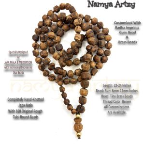 Handmade, Original &AMP; Natural 6mm to 12mm Rough Tulsi 108 Beads Hand-Knotted Mala/necklace