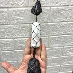 Hand-Knotted Wall Hanging with Black Tourmaline &AMP; Selenite - Handmade