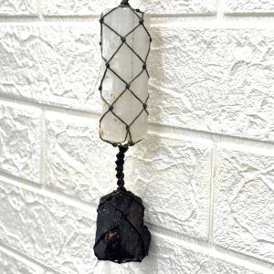 Hand-Knotted Wall Hanging with Black Tourmaline &AMP; Selenite - Handmade