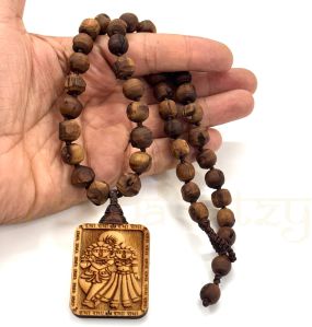 Hand-Carved Tulsi Beads Mala with Pendant - Neck Bead Mala