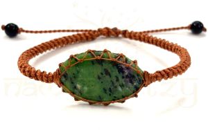 Handmade Cabochon Ruby Zoisite Gemstone Macrame Healing Unisex Bracelet