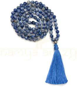 Handmade, Natural Lapiz Lazuli 108 Beads Hand-Knotted Japa Malanecklace
