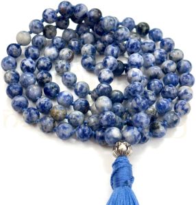 Handmade, Natural Lapiz Lazuli 108 Beads Hand-Knotted Japa Malanecklace