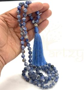 Handmade, Natural Lapiz Lazuli 108 Beads Hand-Knotted Japa Malanecklace