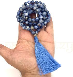 Handmade, Natural Lapiz Lazuli 108 Beads Hand-Knotted Japa Malanecklace