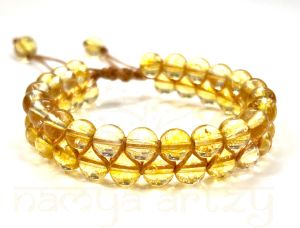 Handmade, Natural &AMP; Beautiful Citrine Gemstone Double Line Macrame Healing Bracelet