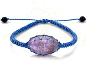 Handmade, Natural, &AMP; Beautiful Cabochon Amethyst Gemstone Macrame Healing Unisex Bracelet
