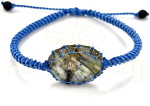 Handmade, Natural, &AMP; Beautiful Cabochon Labradorite Gemstone Macrame Healing Unisex Bracelet