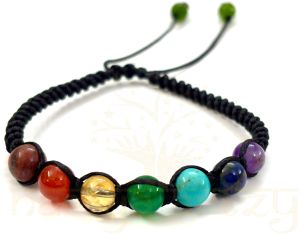 Handmade, Natural &AMP; Beautiful 8mm 7 Chakra Gemstone Hand-Knotted Macrame Healing Bracelet
