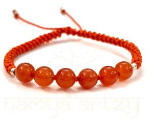 Handmade, Natural &AMP; Beautiful 8mm Carnelian Gemstone Hand-Knotted Macrame Healing Bracelet