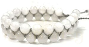 Handmade, Natural &AMP; Beautiful 8mm Cool Moonstone Gems Double Line Macrame Healing Bracelet