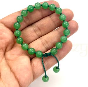 Handmade, Natural &AMP; Beautiful 8mm Green Jade Gemstone Hand-Knotted Protection Bracelet