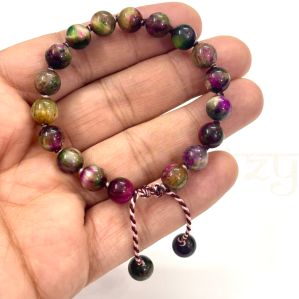 Handmade, Natural &AMP; Beautiful 8mm Ruby Zoisite Gemstone Hand-Knotted Protection Bracelet