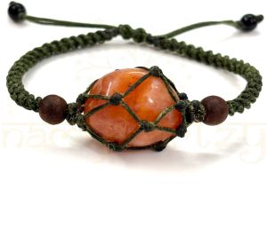 Handmade, Natural, &AMP; Beautiful Carnelian Tumbled Gemstone Macrame Healing Unisex Bracelet