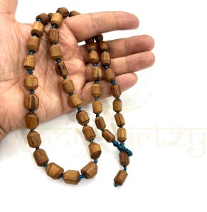Hand-Knotted 54 Light Rustic Tulsi Wood Neck-Bead Mala-Necklace