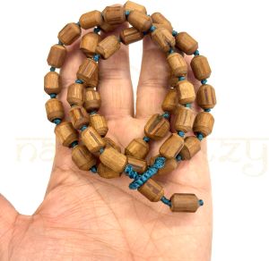Hand-Knotted 54 Light Rustic Tulsi Wood Neck-Bead Mala-Necklace