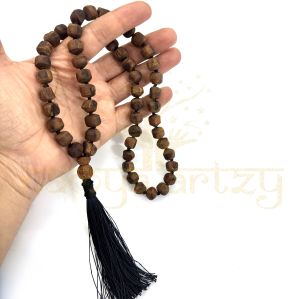 12mm Rough Tulsi Wood Beads Tassel Neck-Beads Mala