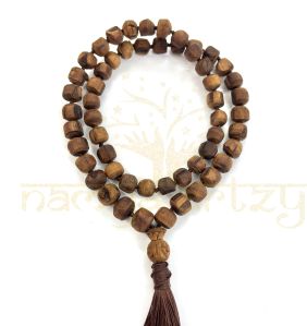 12mm Rough Tulsi Wood Beads Tassel Neck-Beads Mala