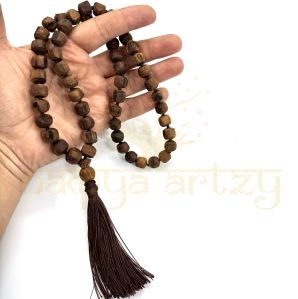 12mm Rough Tulsi Wood Beads Tassel Neck-Beads Mala