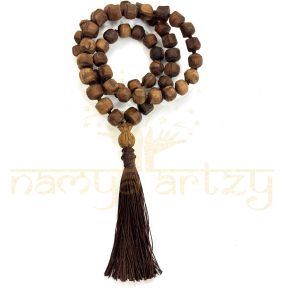 12mm Rough Tulsi Wood Beads Tassel Neck-Beads Mala