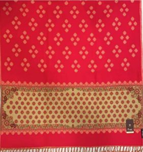 Women Red Acrylic Wool Stone Work Shawl
