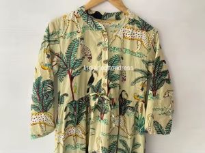 Regular Wear Floral Block Print Cotton Printed Dress
