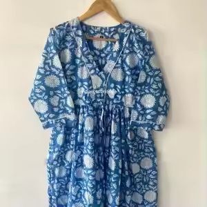 100 % Cotton Casual Block Printed Dress for Women