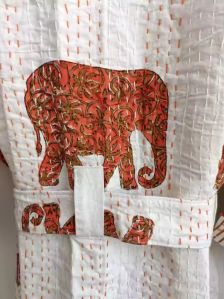 Pure Cotton Animal Print Kimono Bath Robe