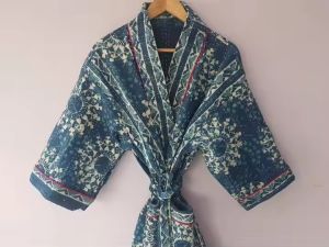 100% Cotton Women Printed Stitched Bath Robe