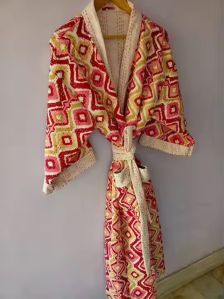Cotton Layer Kantha Quilt Kimono Bath Robe for Women