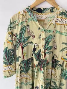Regular Wear Floral Block Print Cotton Printed Dress