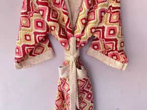 Cotton Layer Kantha Quilt Kimono Bath Robe for Women