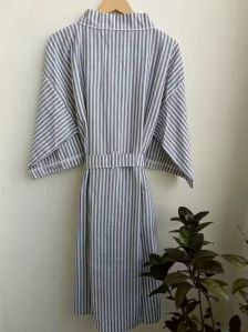 Summer Cotton Kimono Robe Knee-Length Bathrobe