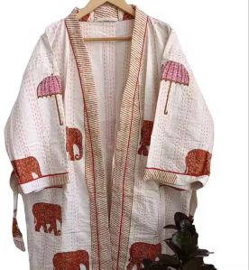 Pure Cotton Animal Print Kimono Bath Robe