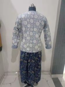 Ladies Cotton Midi Dress Long Jacket Set