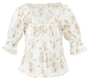100% Cotton White Printed Top