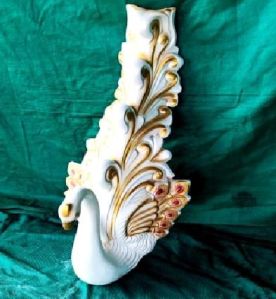 White Fiber Peacock Statues