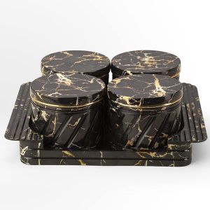 Black Air Tight Dry Fruit Container Tray Set