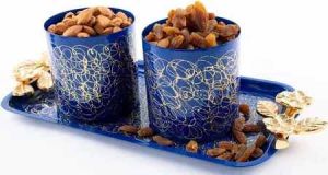 Blue Air Tight Dry Fruit Container Tray Set